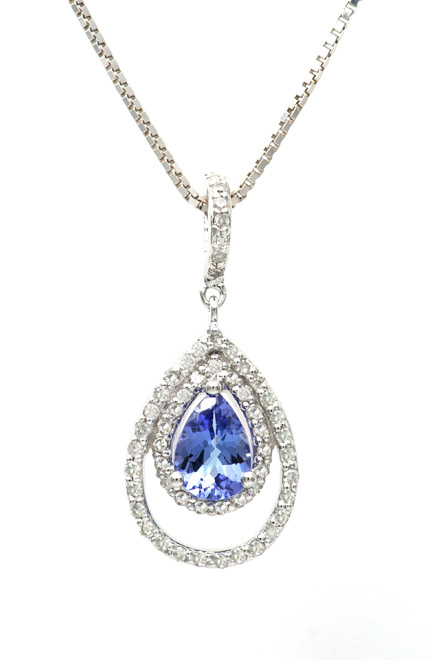 18K Pear Shape Pendant with Tanzanite