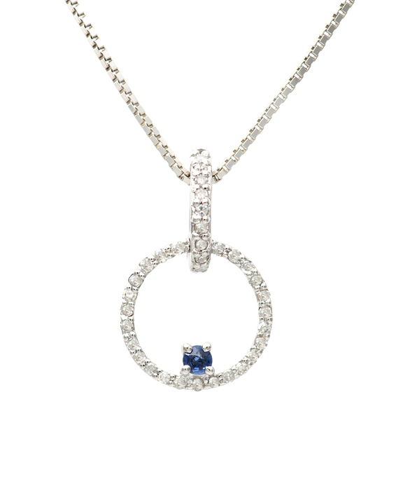 18k Diamond Pendant with Sapphire