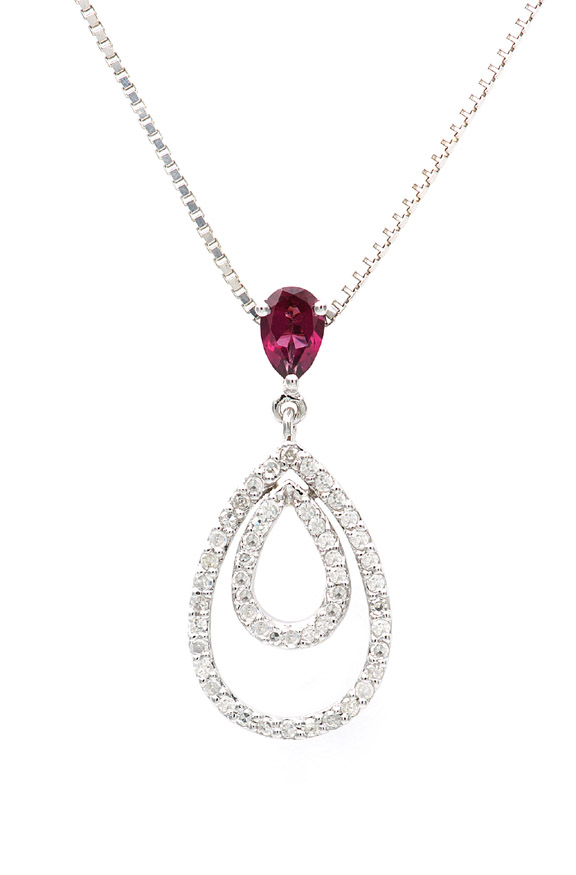18K Pear Shape Pendant with Ruby