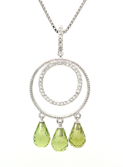 18K Circles Dangling Peridot Pendance