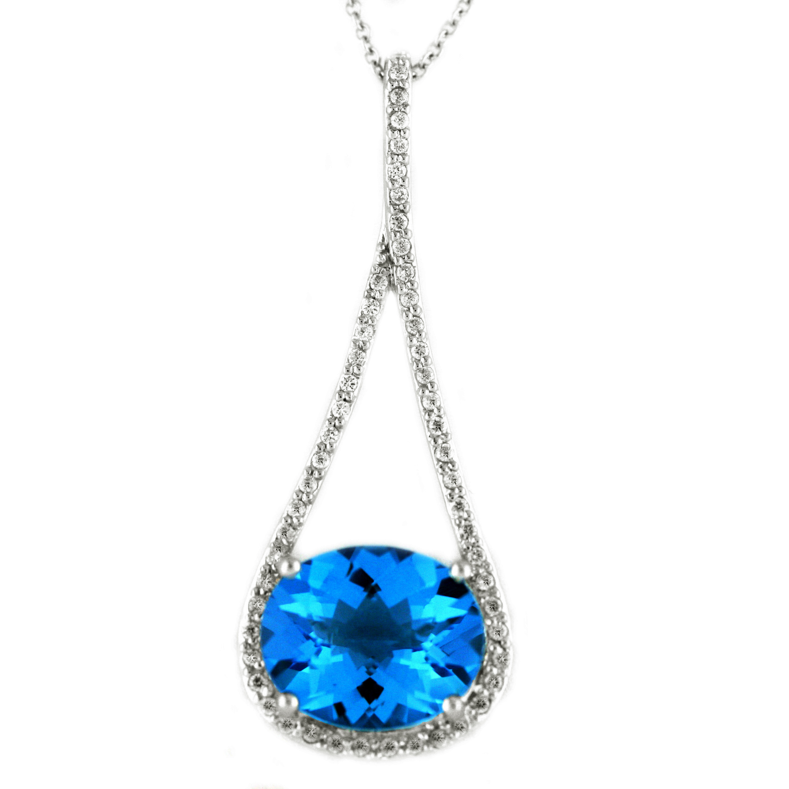 18K Triangle Pendant with Blue Topaz