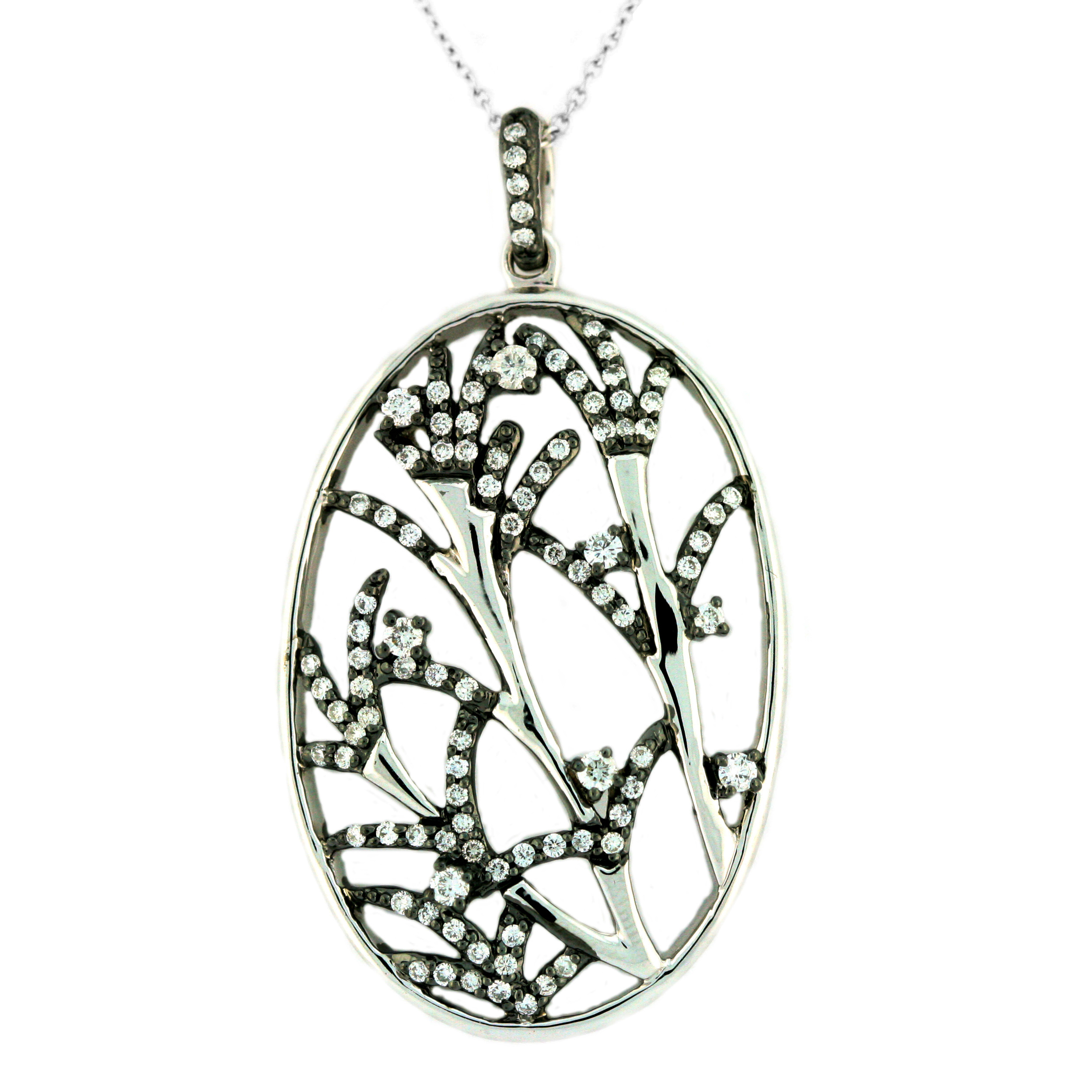 18K Wheat Black Diamond Pendant