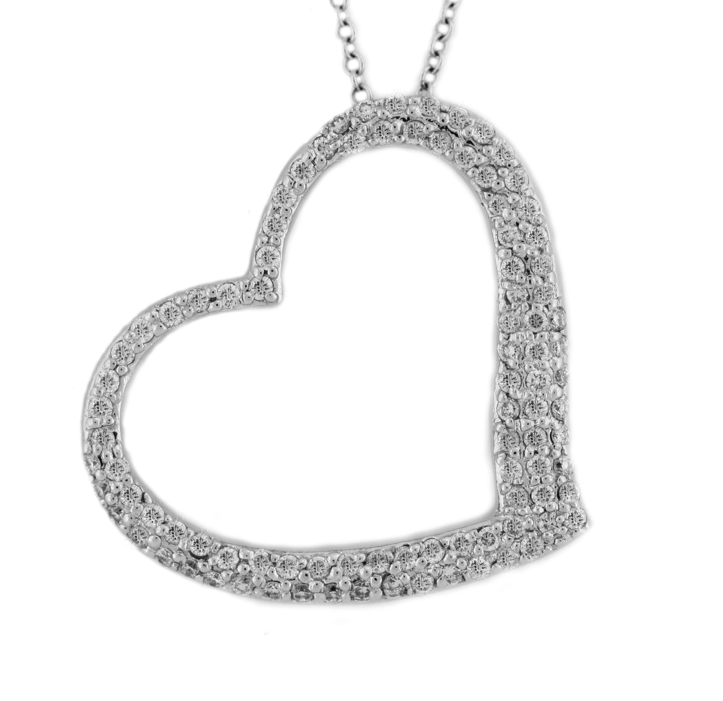 18K Big Heart Full Paved Diamond Pendant