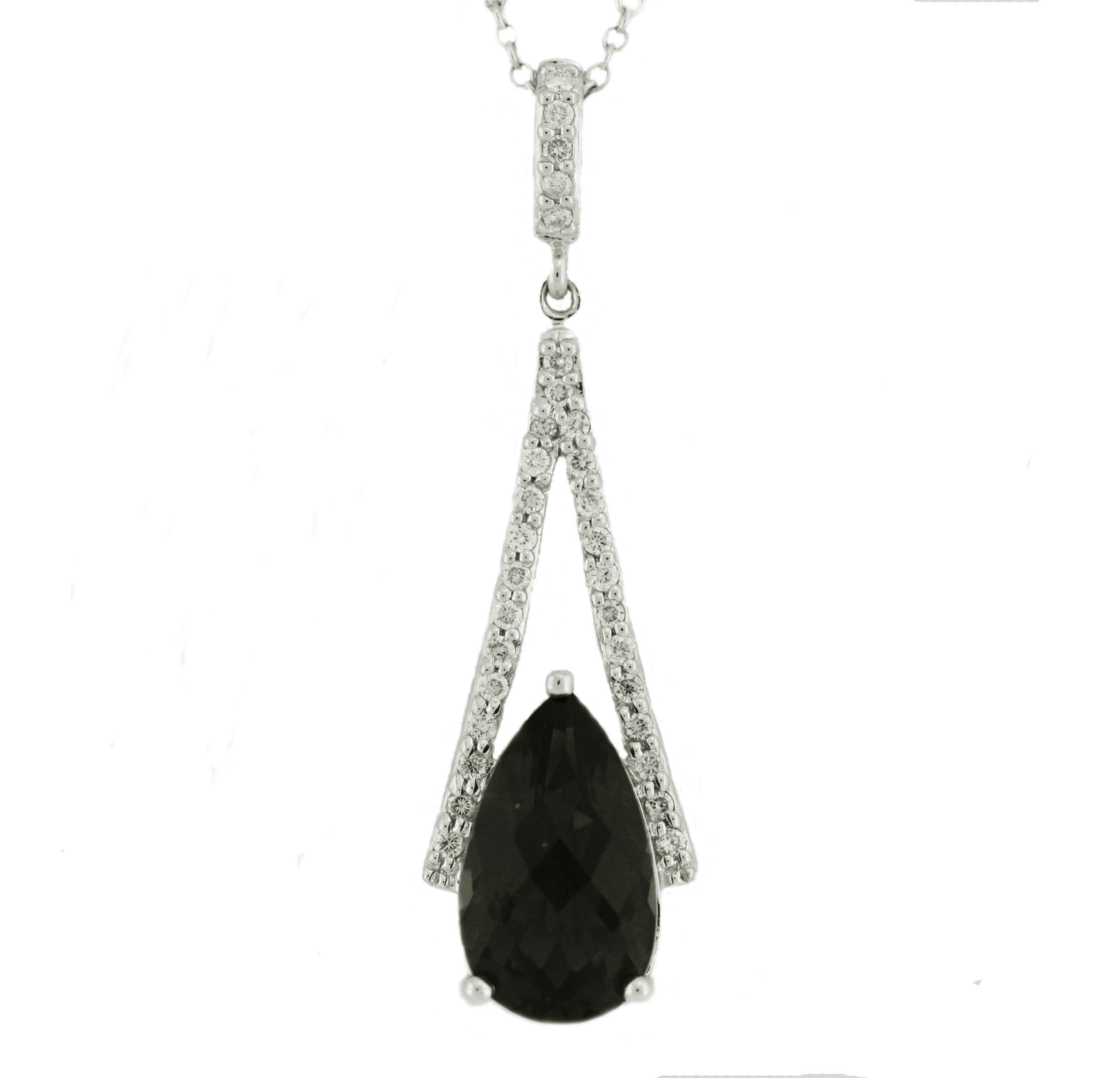 18K Triangle Diamond Pendant with Black Onxy