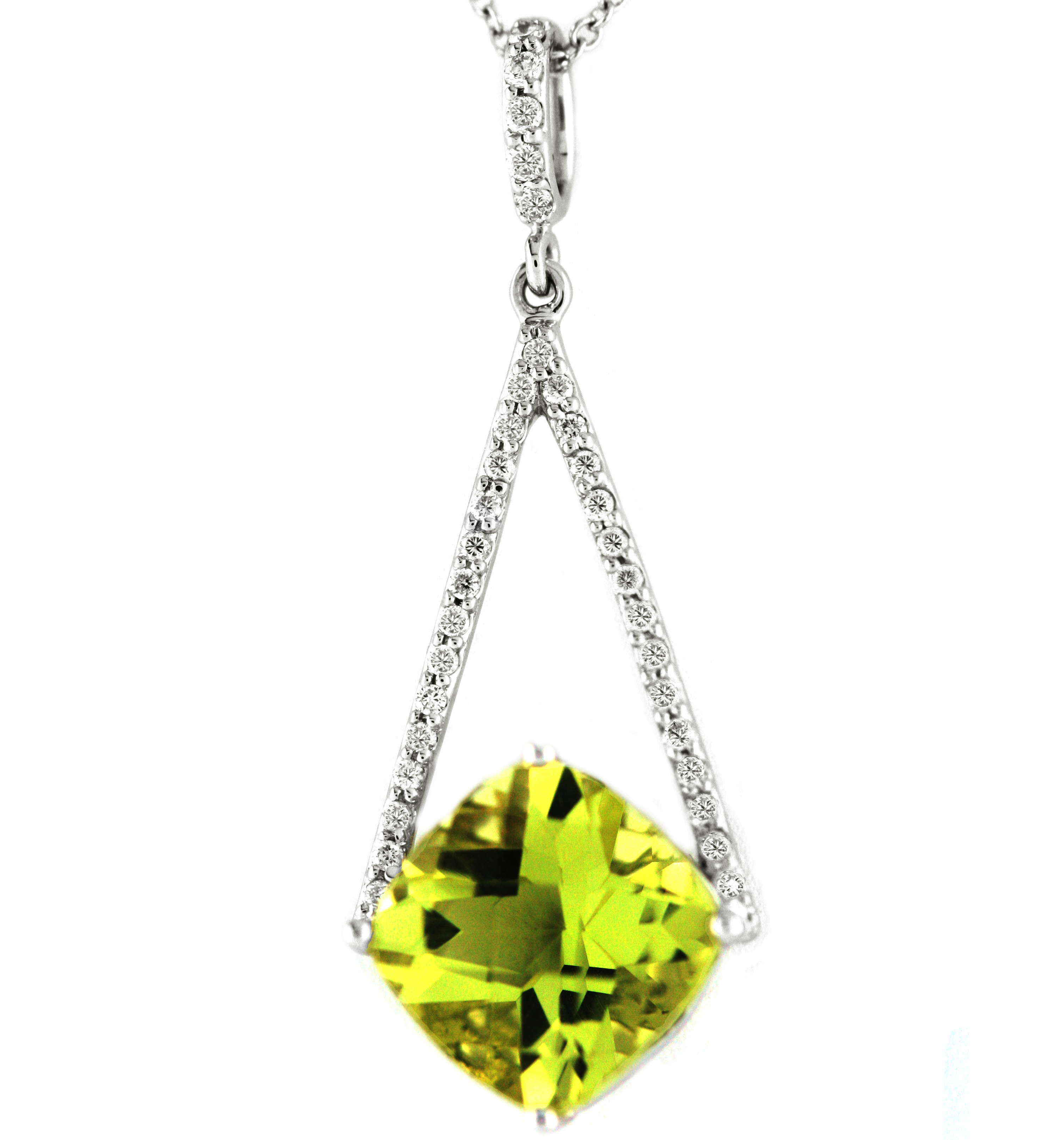 18K Triangle Diamond Pendant with Peridot