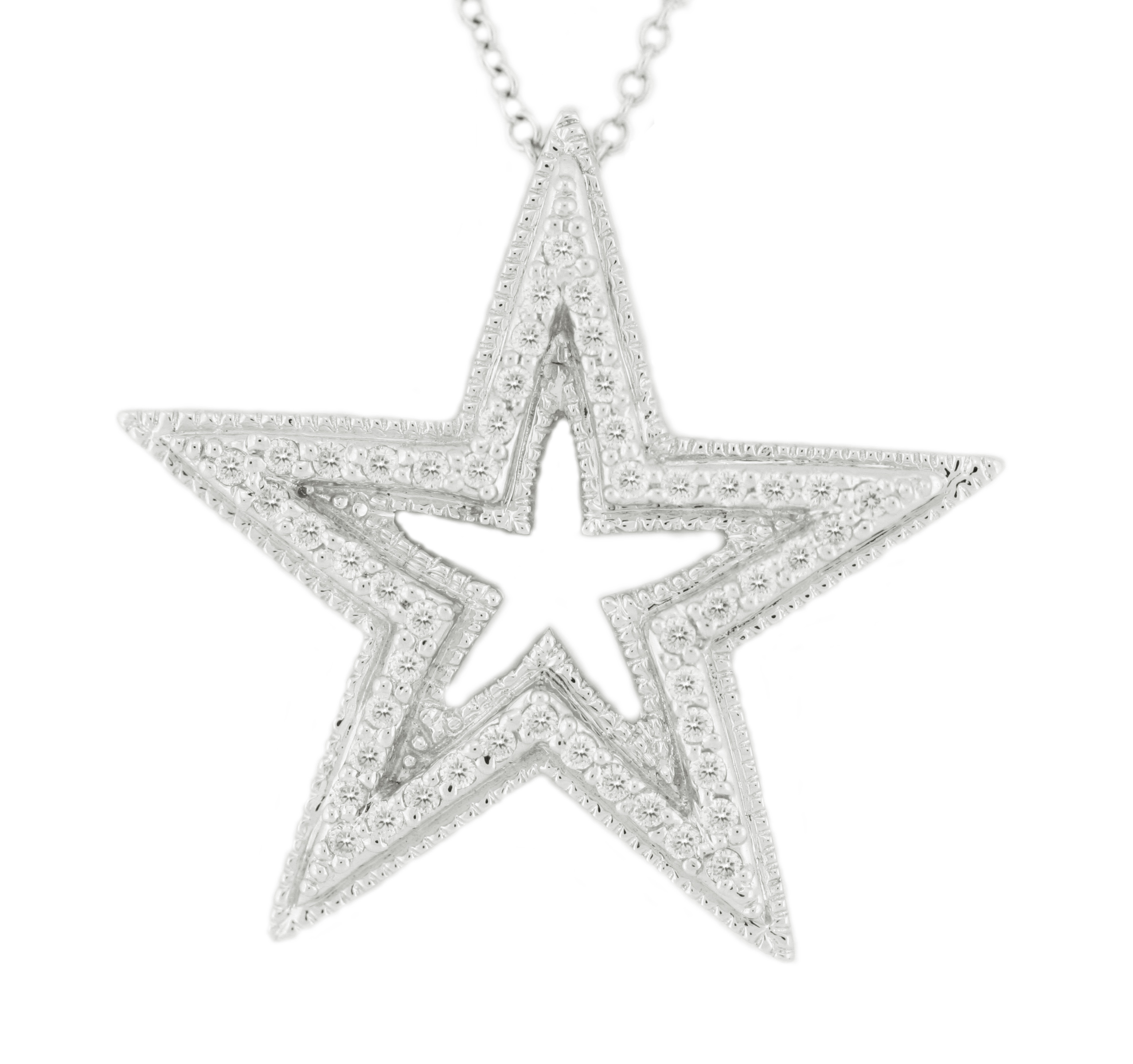 18K Star Hollowing Diamond Pendant