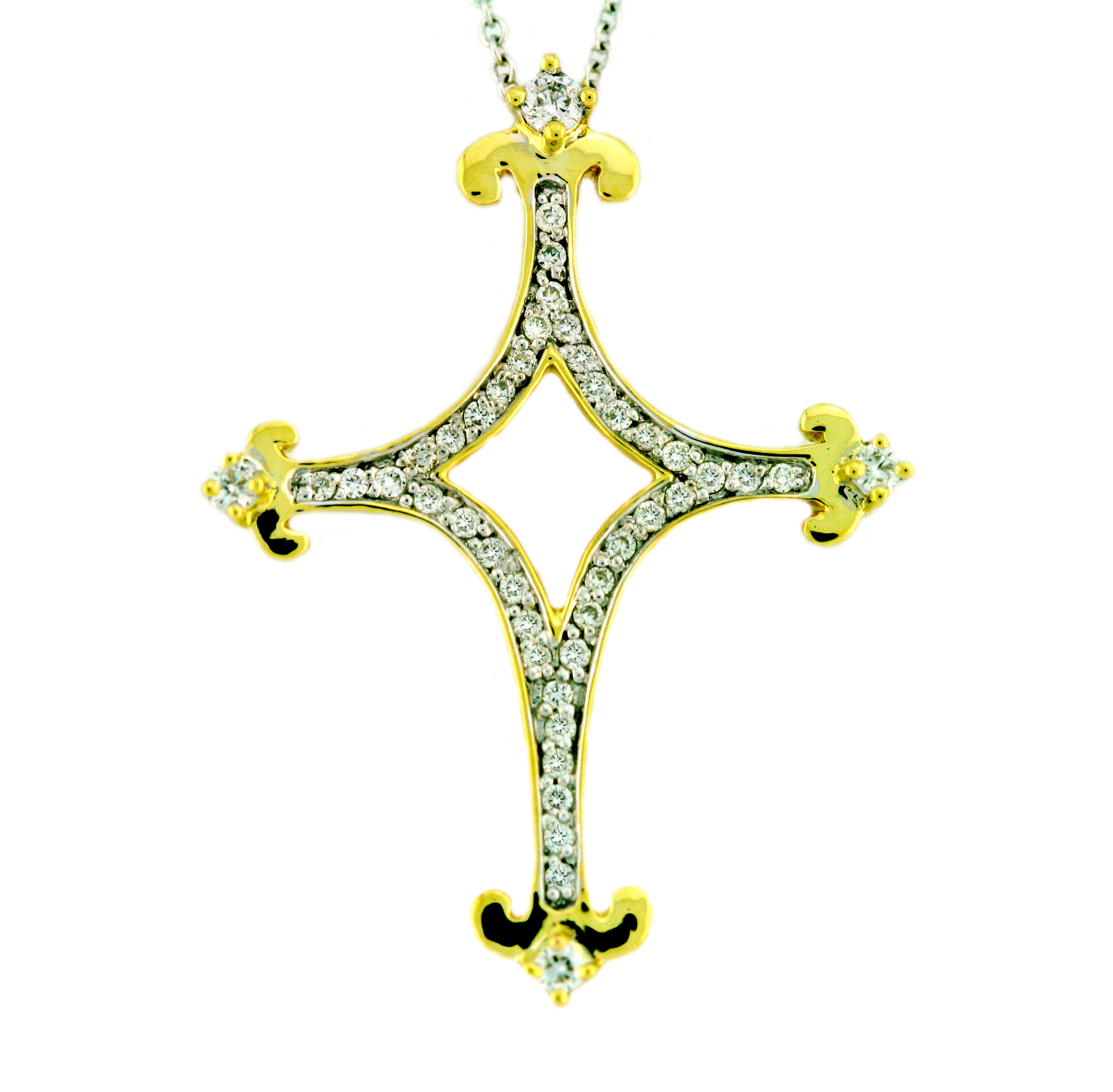 18K Yellow Gold Flower Bud Bloosom Diamond Pendant