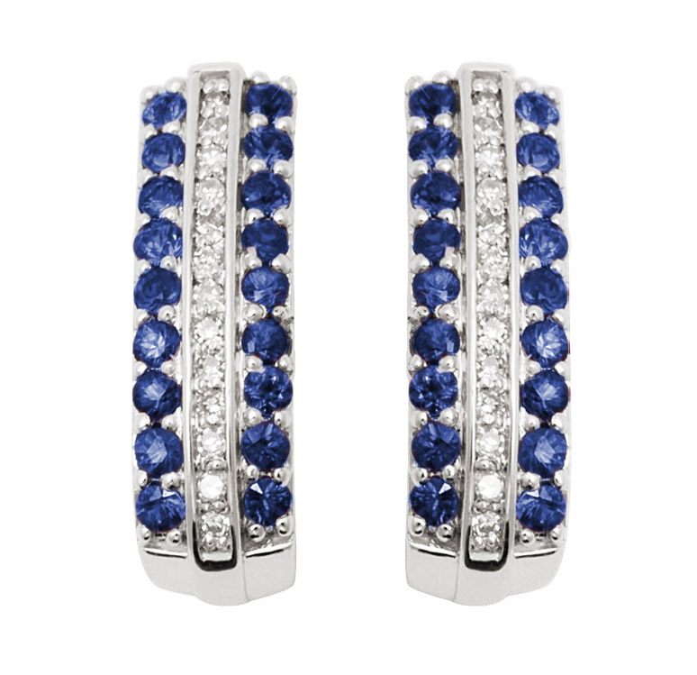 18K Gold Diamond Earring With Sapphire
