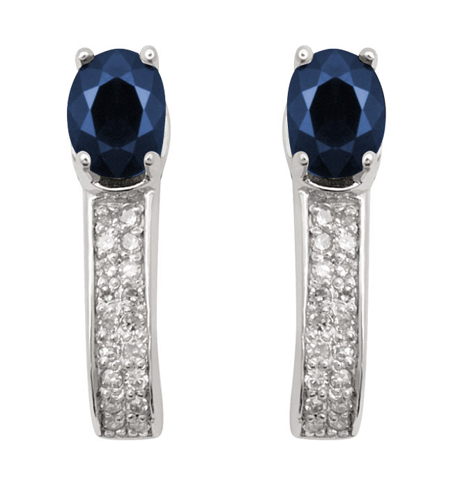 18K Gold Diamond Earring With Sapphire