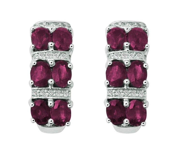 18K Gold Diamond Earring With Ruby