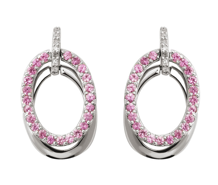 18K Gold Diamond Earring With Pink Sapphire