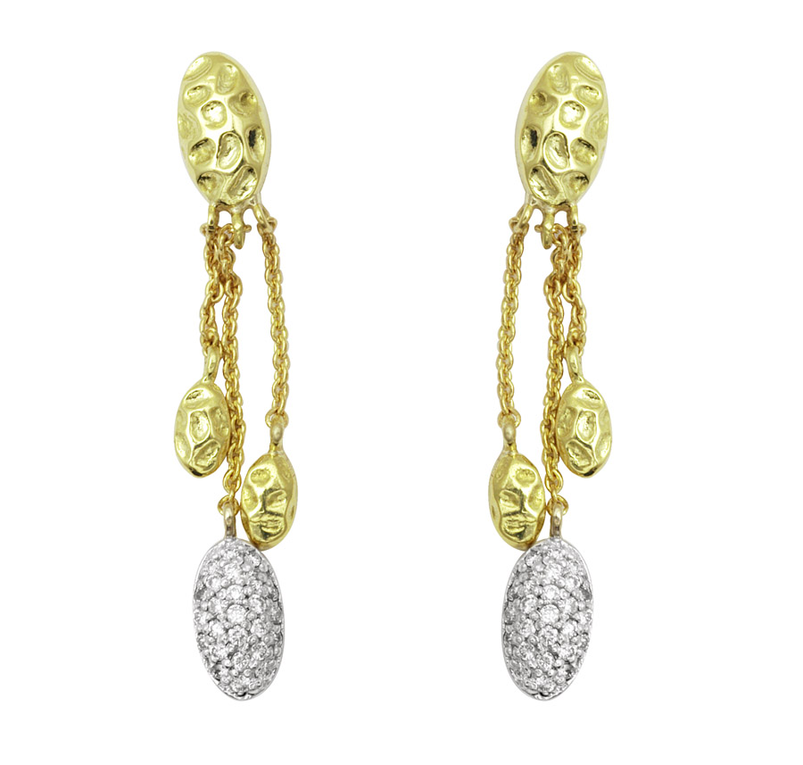 18K Two Tones Diamond Earring