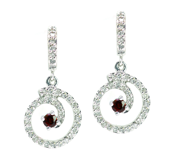 18K Round  Circle Earring with Ruby