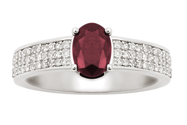18K Gold Diamond Ring  With Ruby