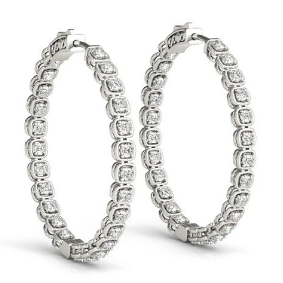 18K Diamond 22 MM Hoop Earring