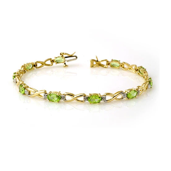 18K Green Peridot & Diamond Bracelet