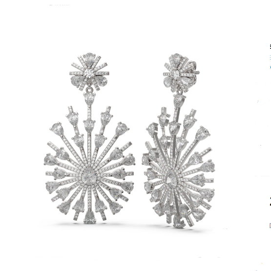 18K Fully Paved Diamond Dangling Earring