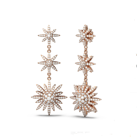 18K * Shape Dangling Dropping Diamond Earring