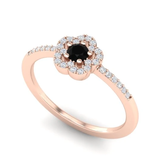 18K Rose Gold Diamond Ring With Black Opaque Diamond