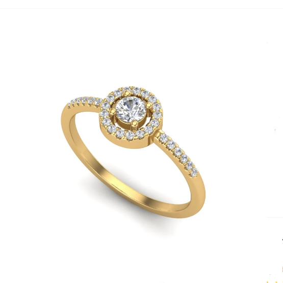 18K Yellow Gold Holo Engagment Ring