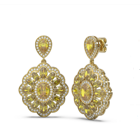 18K Yellow Gold Canary Citrine & Diamond Earring