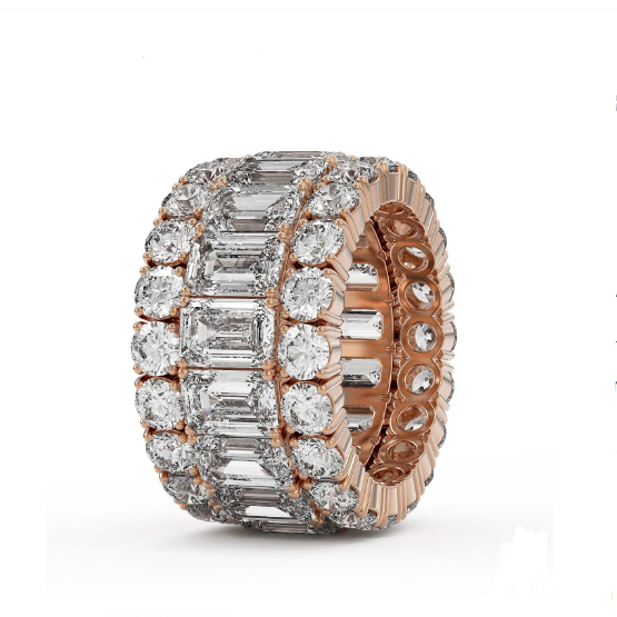 18K Rose Gold Emerald Cut Diamond Eternity Ring