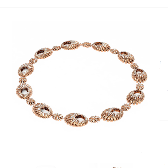 18K Rose Gold Shell Fully Paved Diamond Necklace