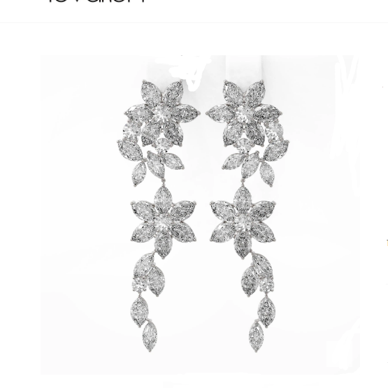 18K White Gold Marquise Diamond  Bloosom Tree Earring