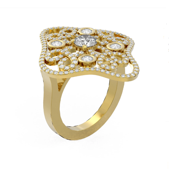 18K Yellow Gold Cocktail Diamond Ring
