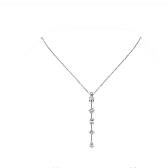 18K Mix Cut (Different Shape) Dangling Dropping Pendant Necklace