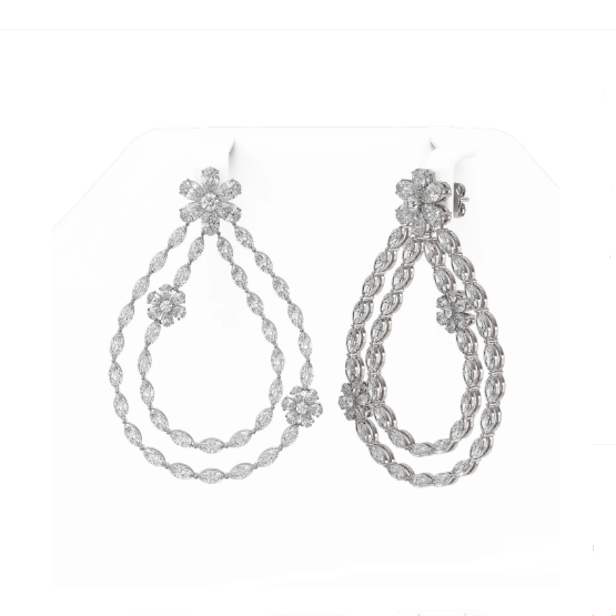 18K White Gold ( other colors are avaiable) Pear Shape Dangling Marquise Diamond