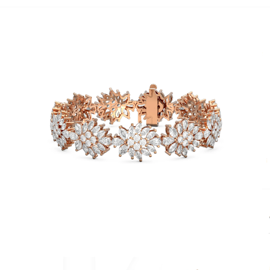 18K Gold Diamond Sunflower Wreath Bracelet