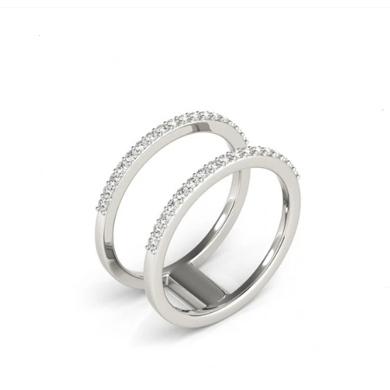 18K White Gold Fashion Stackable Feel Diamond Band Ring