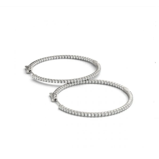 18K Gold Hoop Diamond Earring