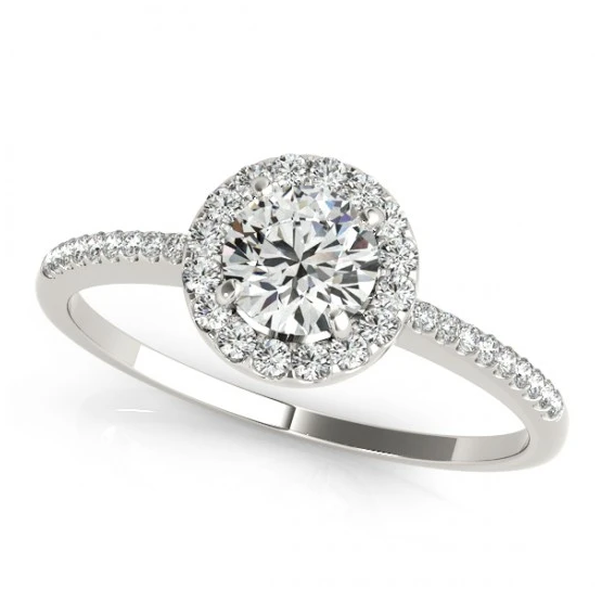 18K white gold solitaire diamond floral ring