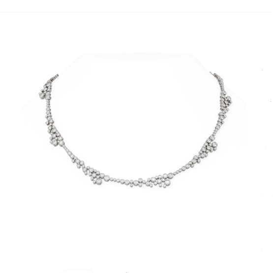 18K Vintage Fully Paved Tennis Diamond Necklace