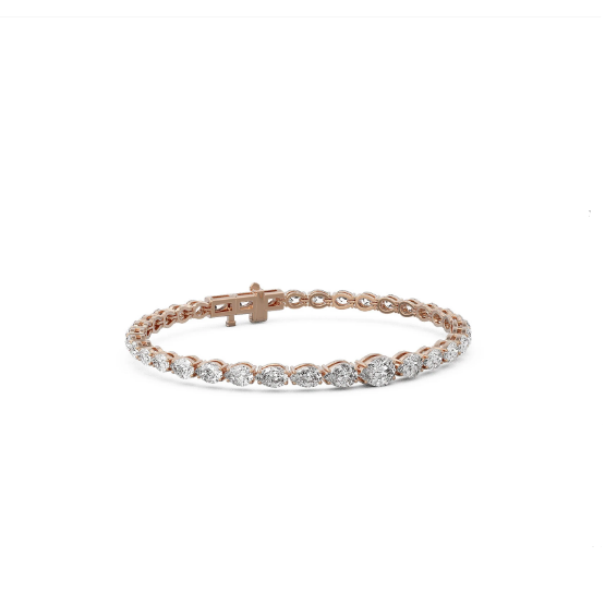 18K Rose Gold Pear Tennis Eternity Bracelet