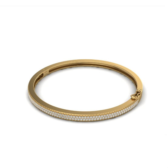 18K Yellow Gold Statement Rows Diamond Charming Bangle