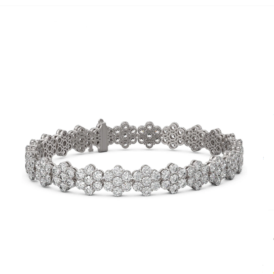 18k gold flower shape fully pave diamond bracelet