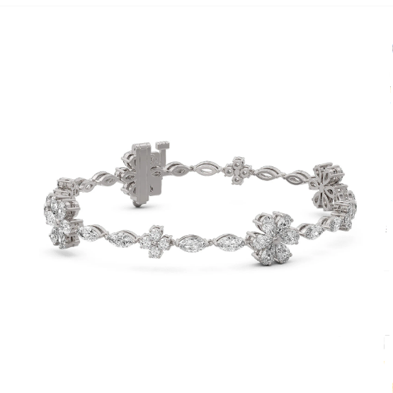 K Gold Pear and Marquise Diamond Four Leaves lucky Sign Bracelet