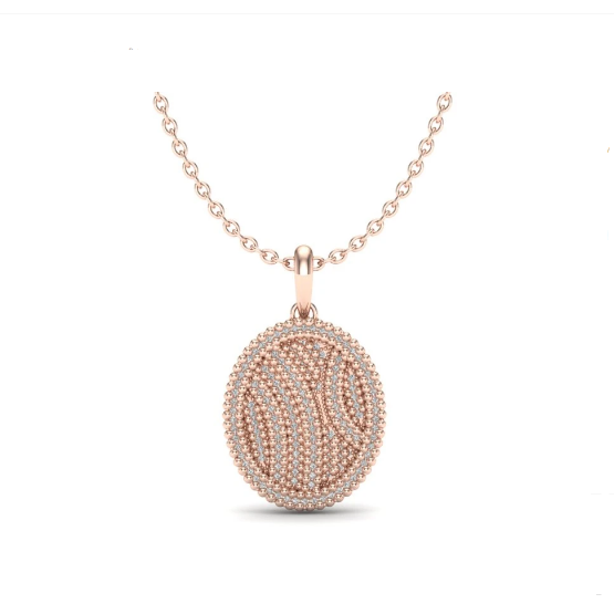 Oval Shape Double C Diamond Pendant Necklace
