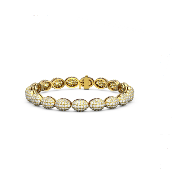 confort wearing hemisphere diamond bracelet in yellow gold