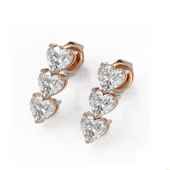 Professional Rose Gold Heart Diamond Dangling Earring Manufacturer