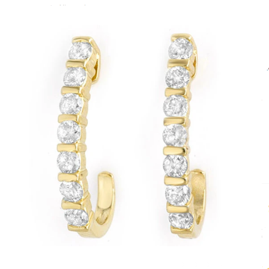 Yellow Gold Hook Diamond Earring Stud