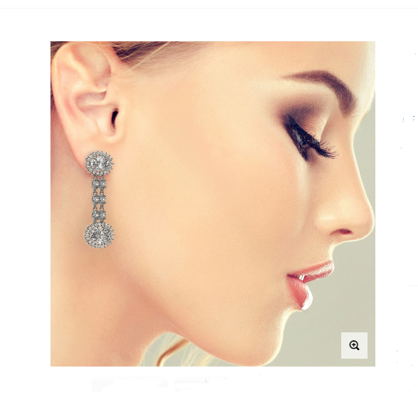 K Gold Unique Rare Oval Dangling Diamond Earring