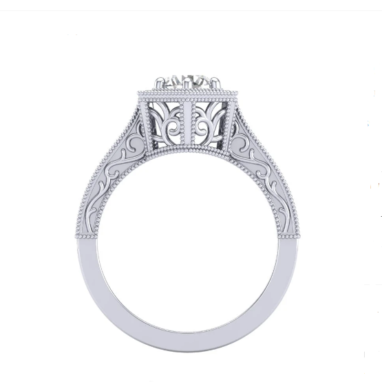 18K Gold  Art Deco Solitaire Single Center Stone Diamond Ring