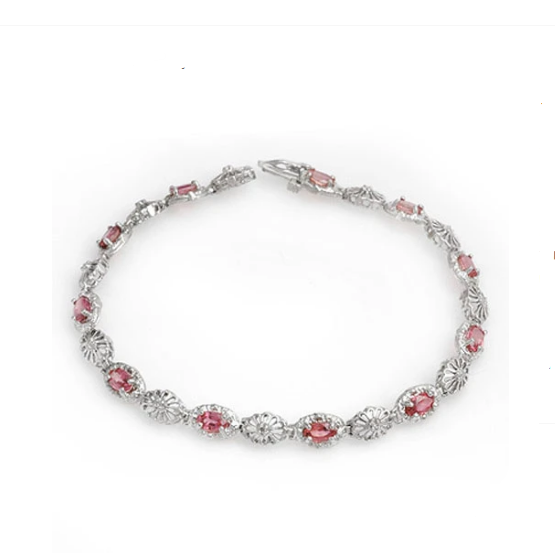 18K Red Sapphire Texture Diamond Bracelet