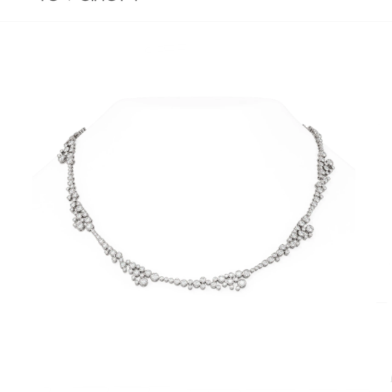 18K Classic Elegant Vintage Fully Paved Assorted Diamond Tennis Necklace