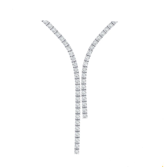 K Gold Collar Tennis Dropping Layers Fully Paved Diamond Necklace