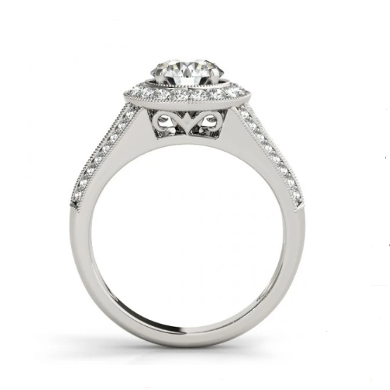 18K Halo Enagement Anniversary Diamond Solitaire Ring
